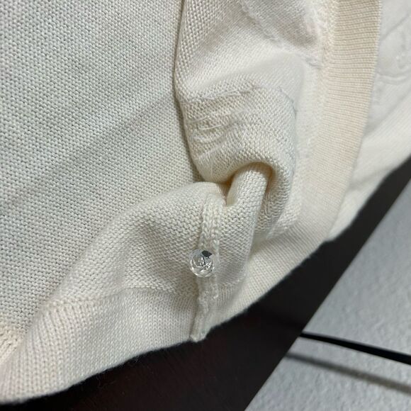 Karen Scott Evening Beaded Wool Blend Pullover Sweater Knit Cream Size L - Picture 5 of 11